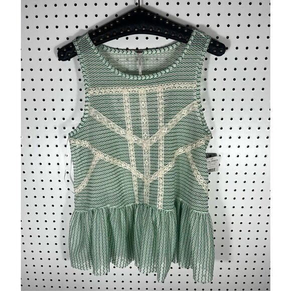 Free People Open Weave Open Back Peplum Top - Picture 3 of 7